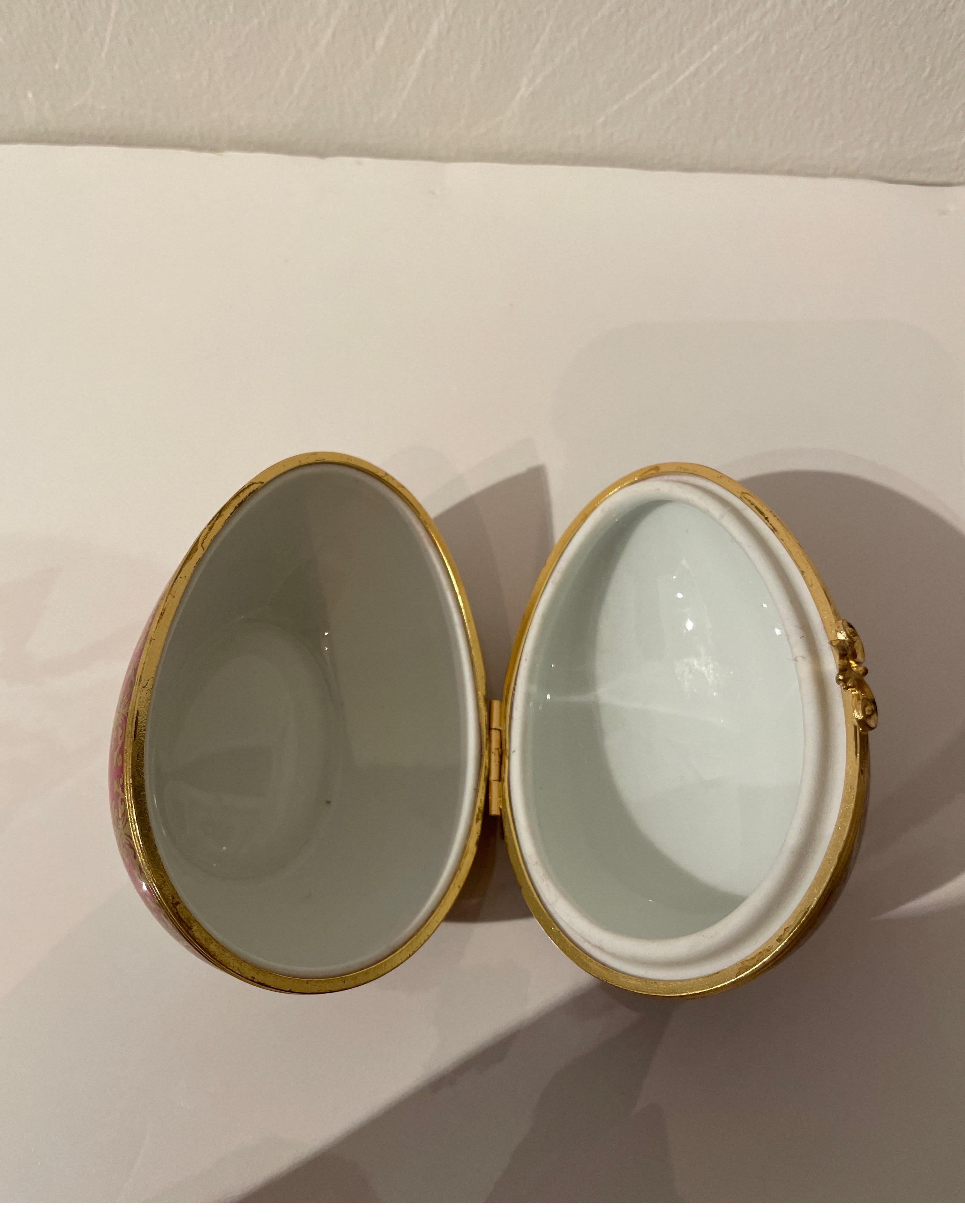 Brass Large French Limoge Egg Box For Sale