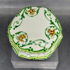Large French Limoges Green Floral Round Box with Lid