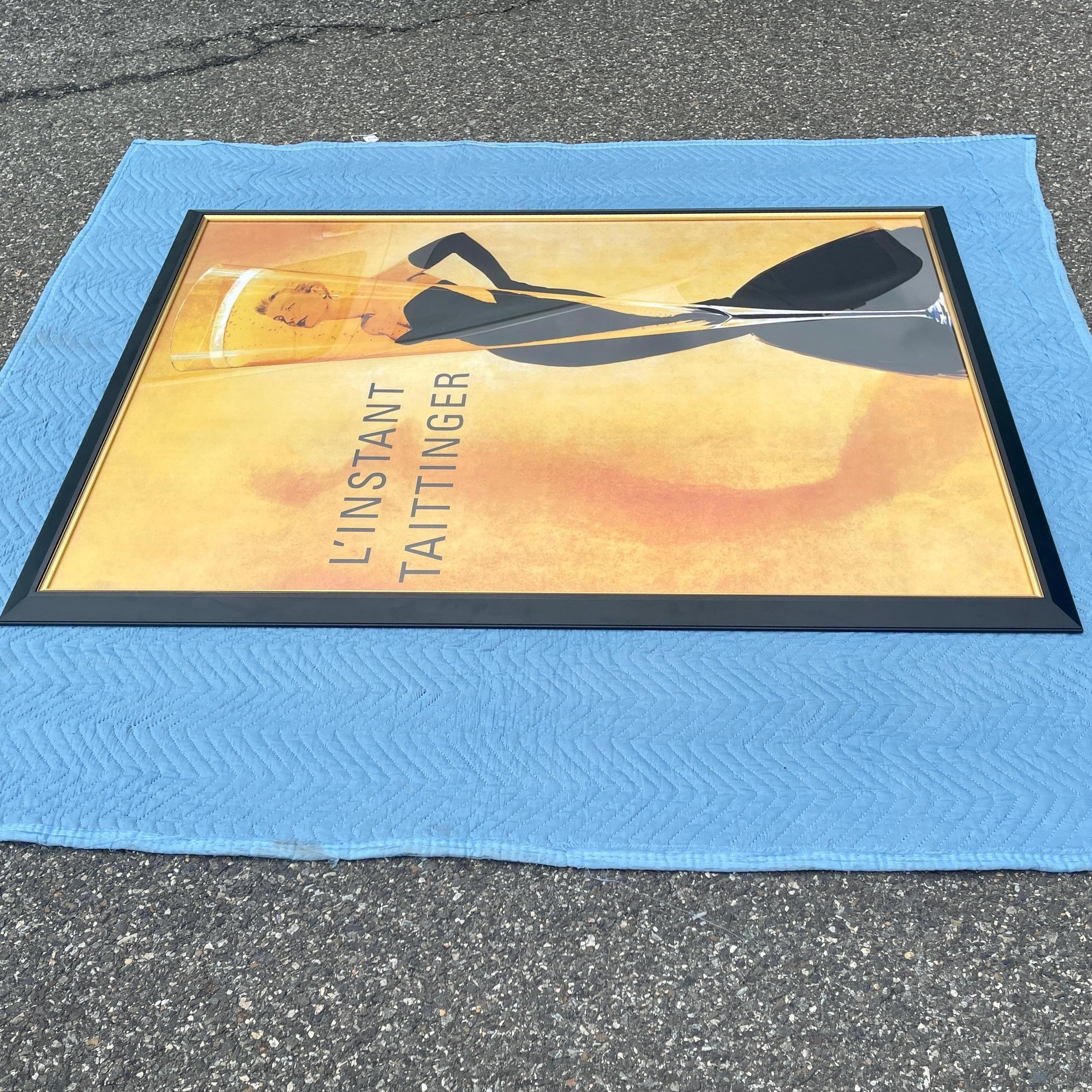 Large French L'instant Taittinger Champagne Poster in Frame 6