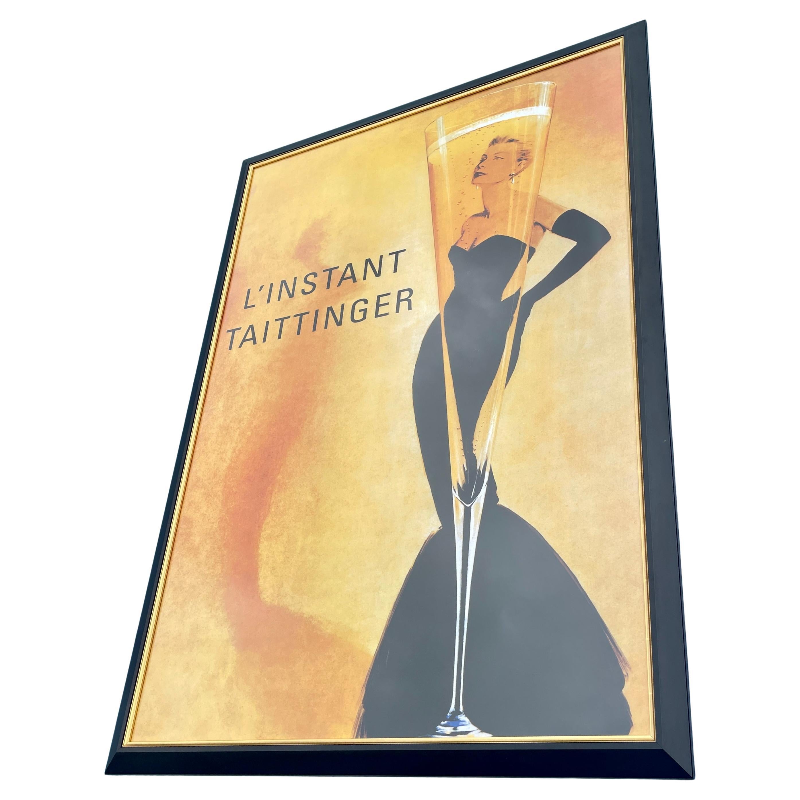 The L’Instant Taittinger poster was printed in 1980's, the Taittinger advertisers were aiming for the 1940s glamour of Hollywood. One sees the piercing and recognizable eyes of Grace Kelly, a look that has proved to be iconic and a successful