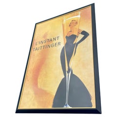 Large French L'instant Taittinger Champagne Poster in Frame