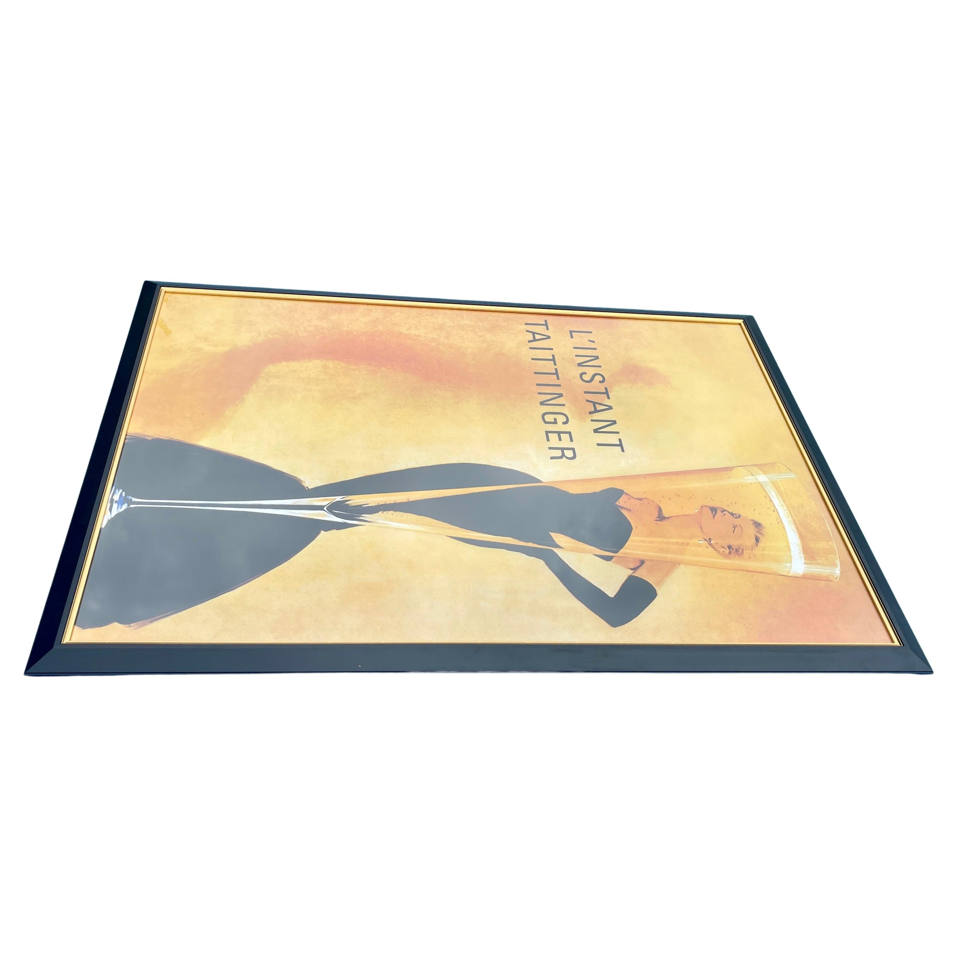 Hand-Crafted Large French L'instant Taittinger Champagne Poster in Frame