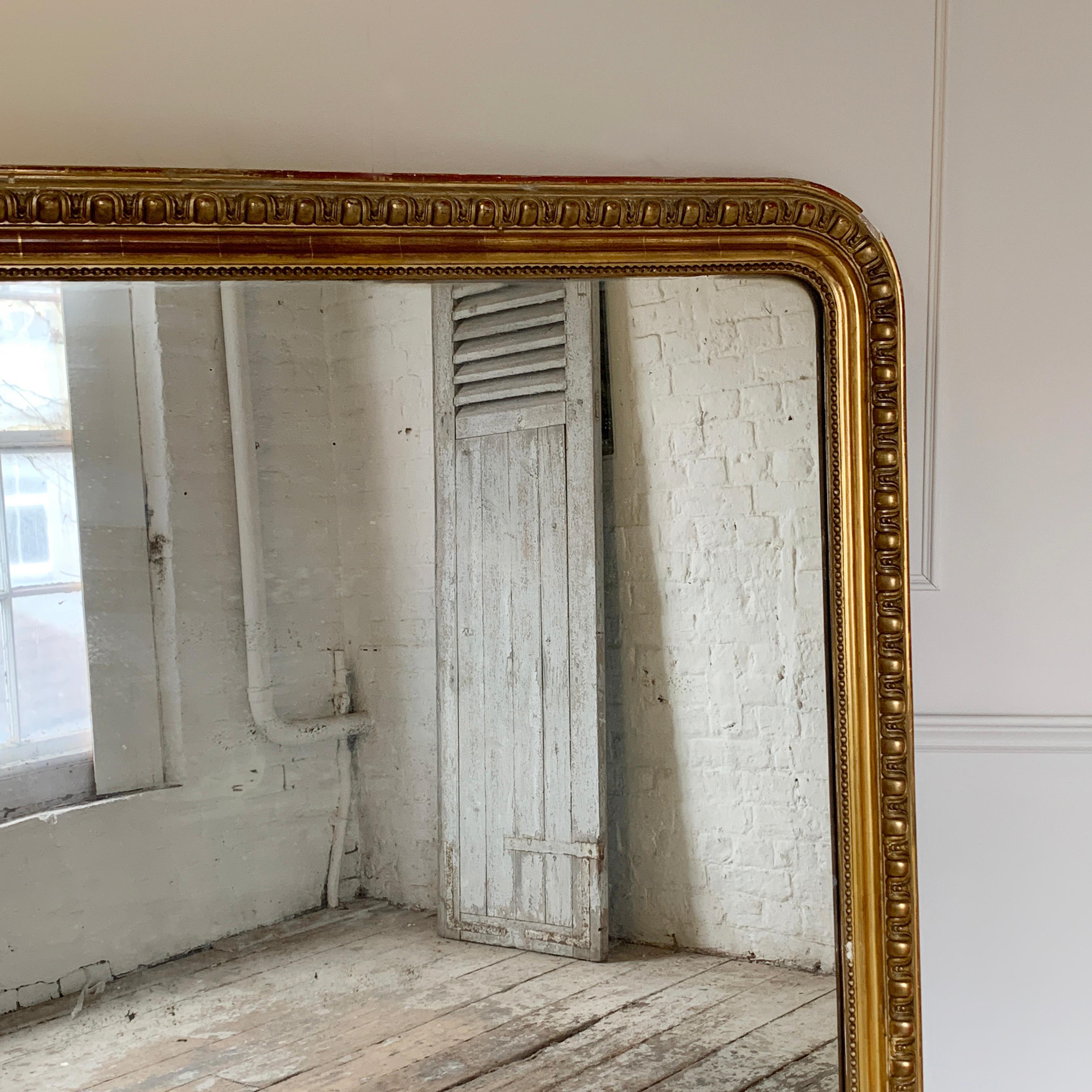 Large French Louis Overmantle Mirror, 1800s In Good Condition In Hastings, GB