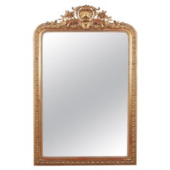 Großer französischer Louis-Philippe-Spiegel:: geschnitzt und vergoldet