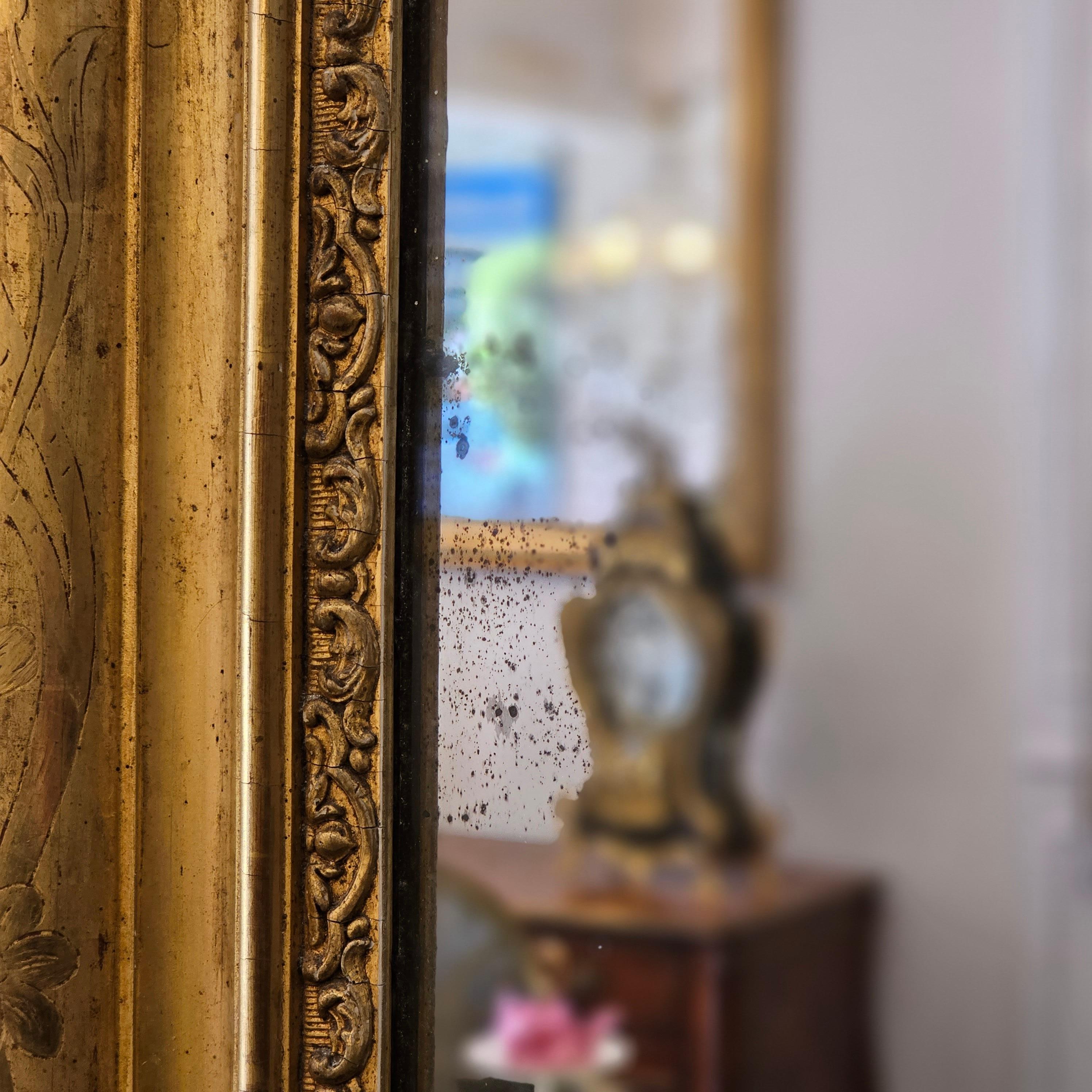 Large French Louis Philippe Period Gilt Mirror For Sale 6