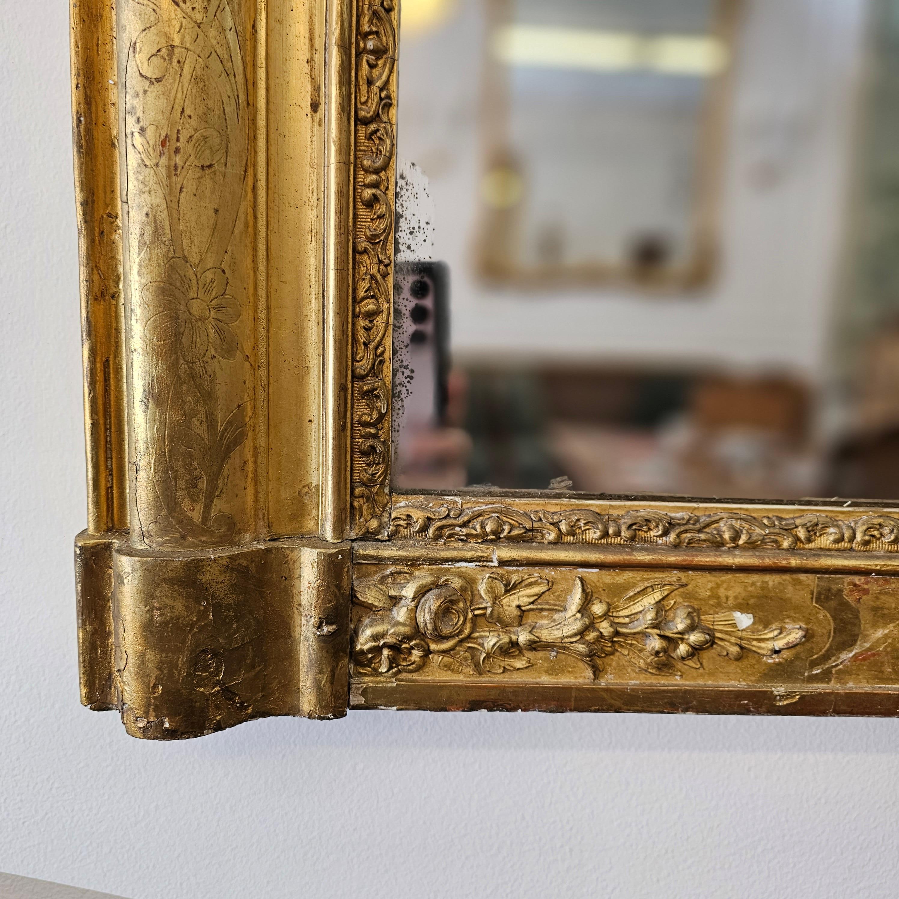 Large French Louis Philippe Period Gilt Mirror For Sale 3