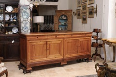 Large French Louis Philippe Style Fruitwood Enfilade with 4 Doors & Drawers