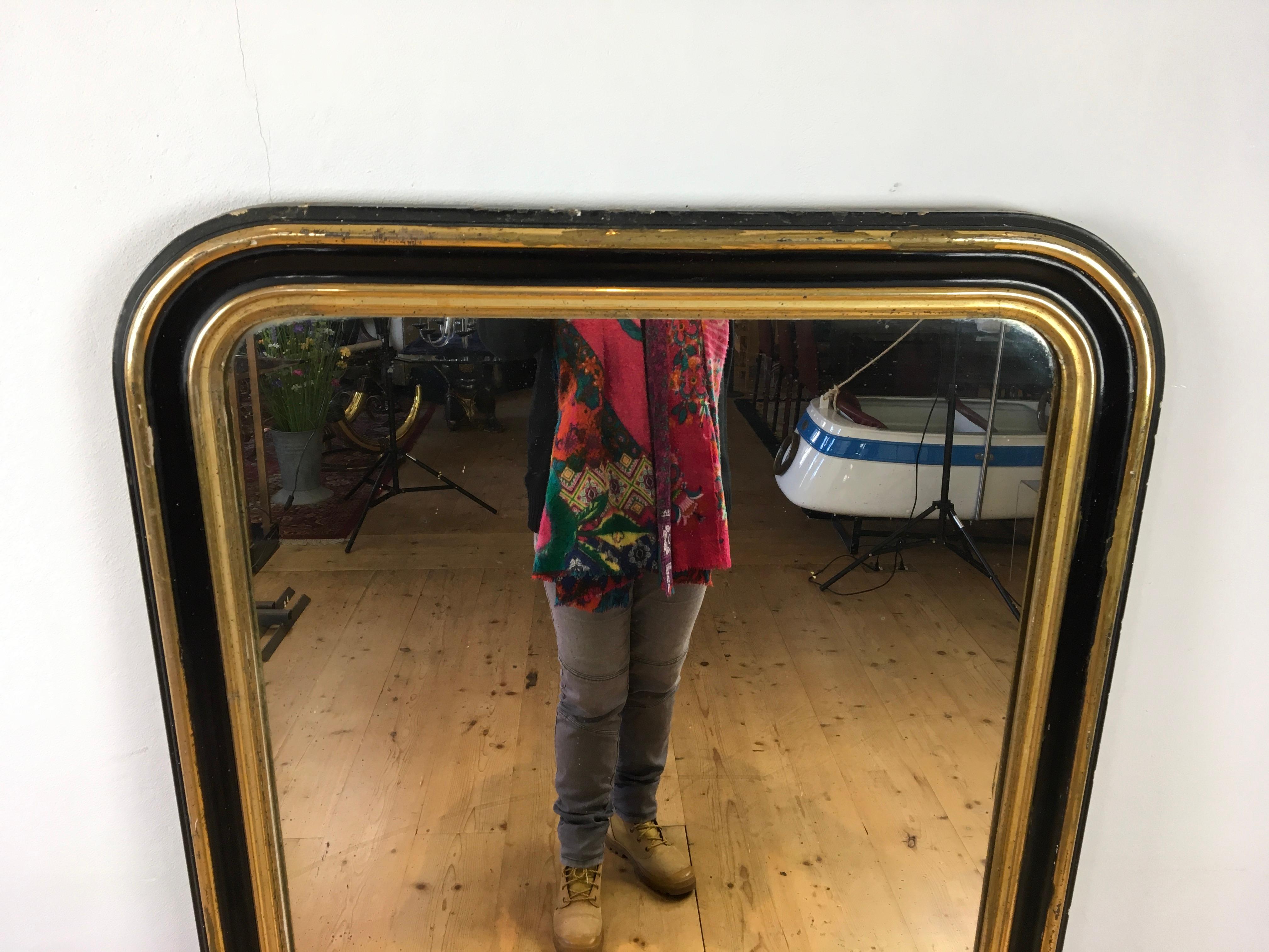 Large French Louis Philippe Wall or Floor Mirror In Fair Condition In Antwerp, BE