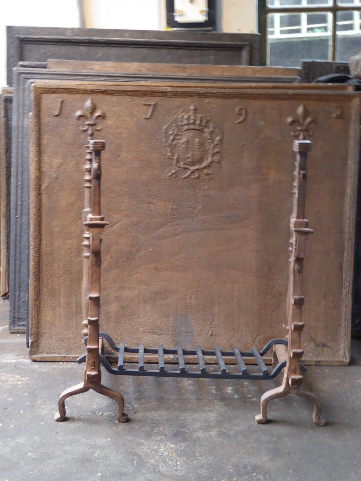 Large French Louis XIII Period Fireplace Grate or Fire Basket, 17th Century For Sale 8