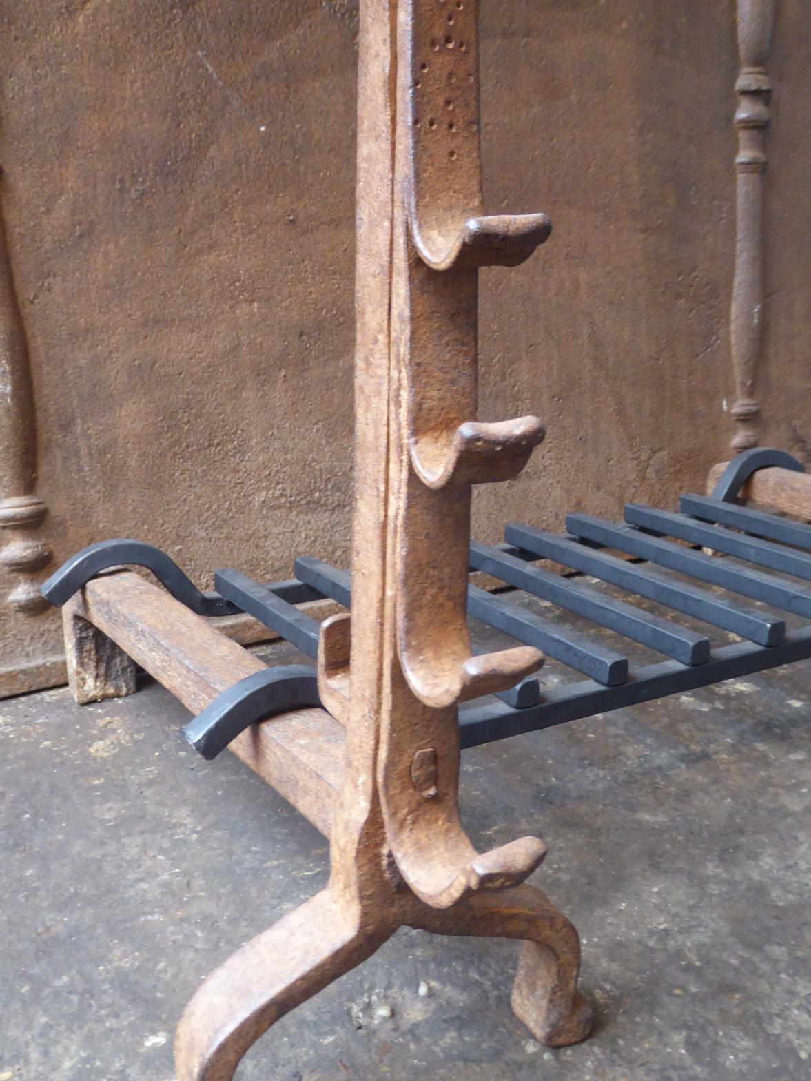 Large French Louis XIII Period Fireplace Grate or Fire Basket, 17th Century For Sale 12
