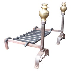 Large French Louis XIII Period Fireplace Grate or Fire Basket, 17th Century