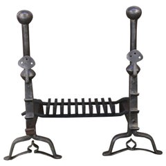Large French Louis XIII Period Fireplace Grate or Fire Basket, 17th Century