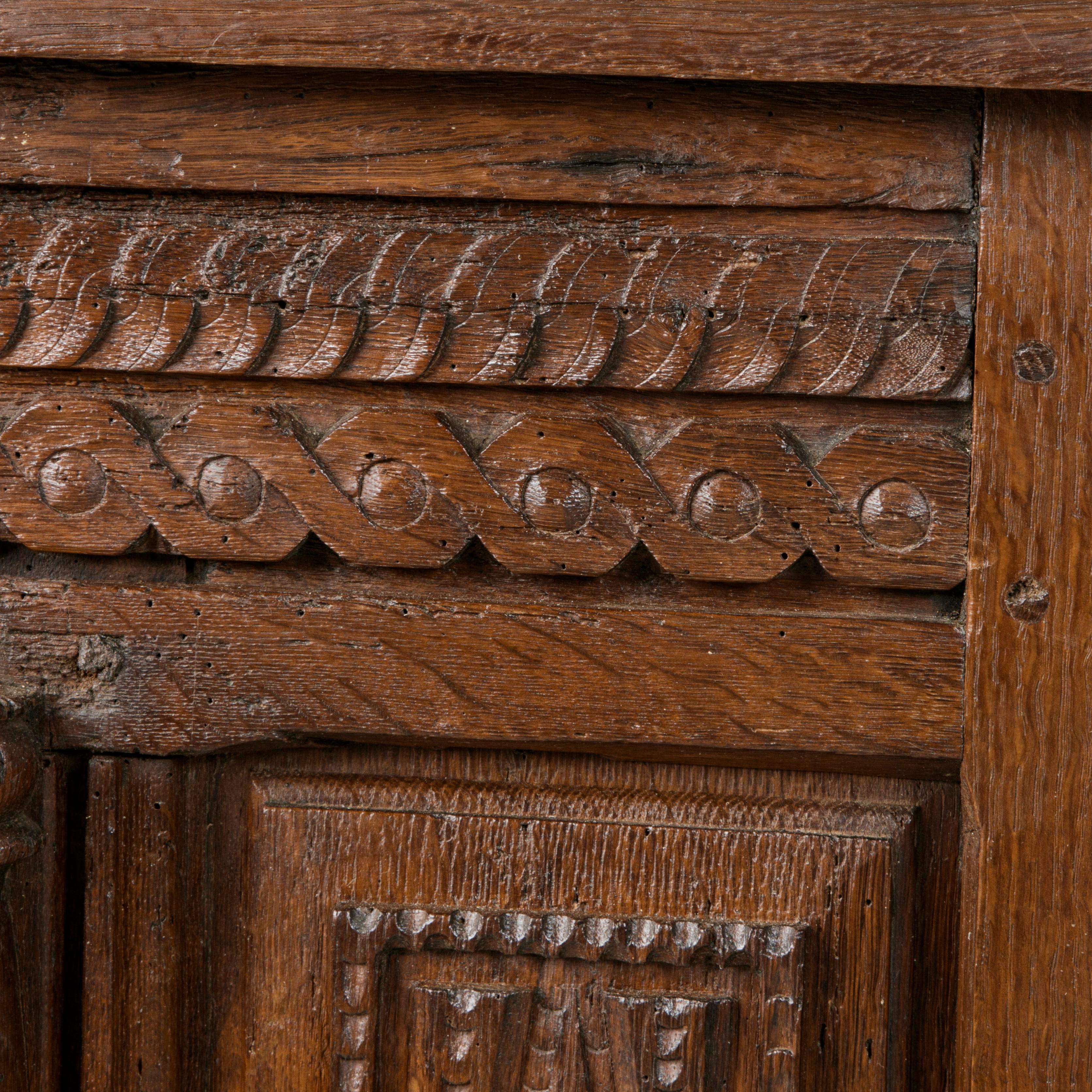Large French Louis XIII Period Hand Carved Oak Coffer, Desk, Counter, circa 1631 6