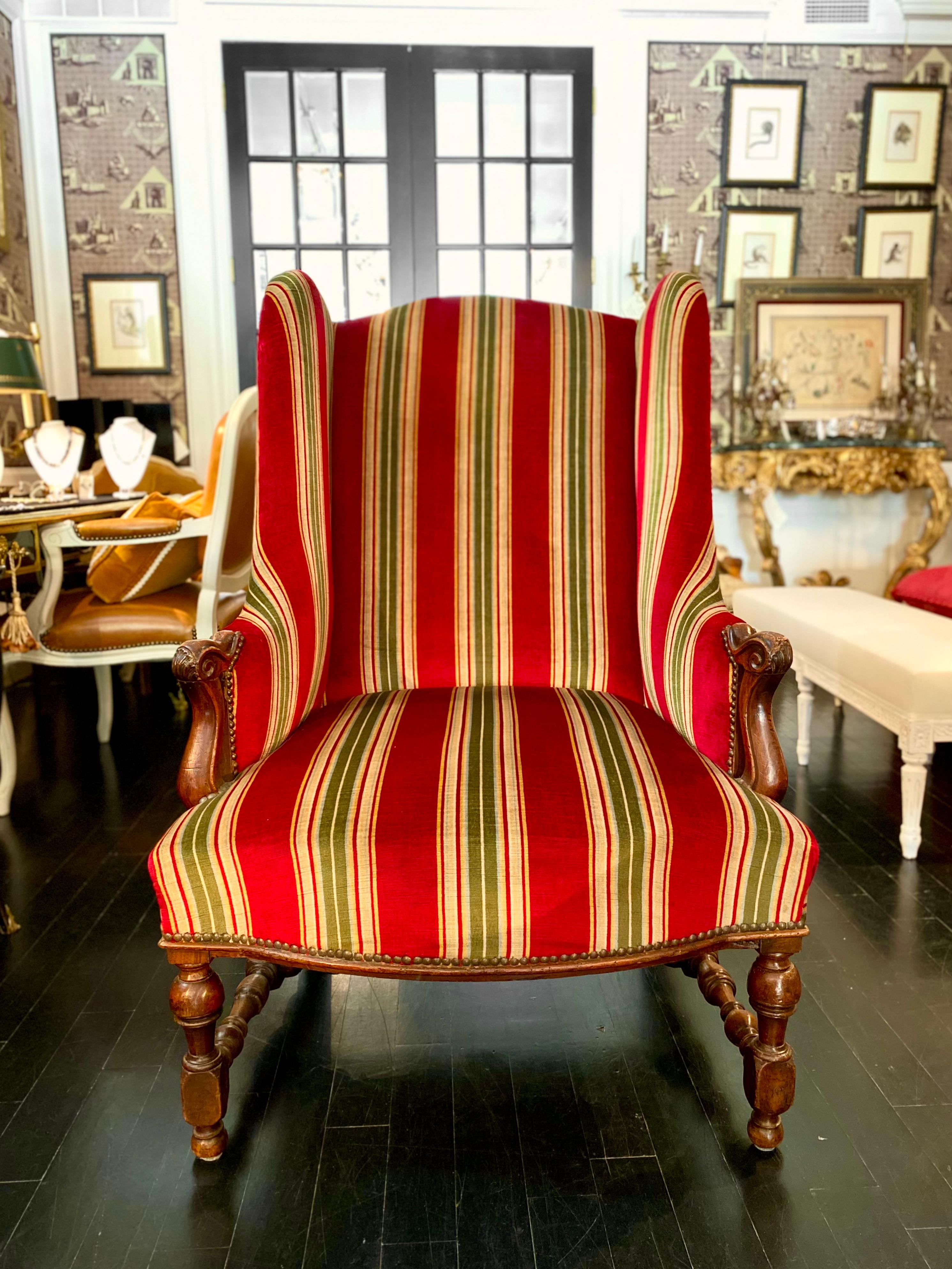 red striped armchair