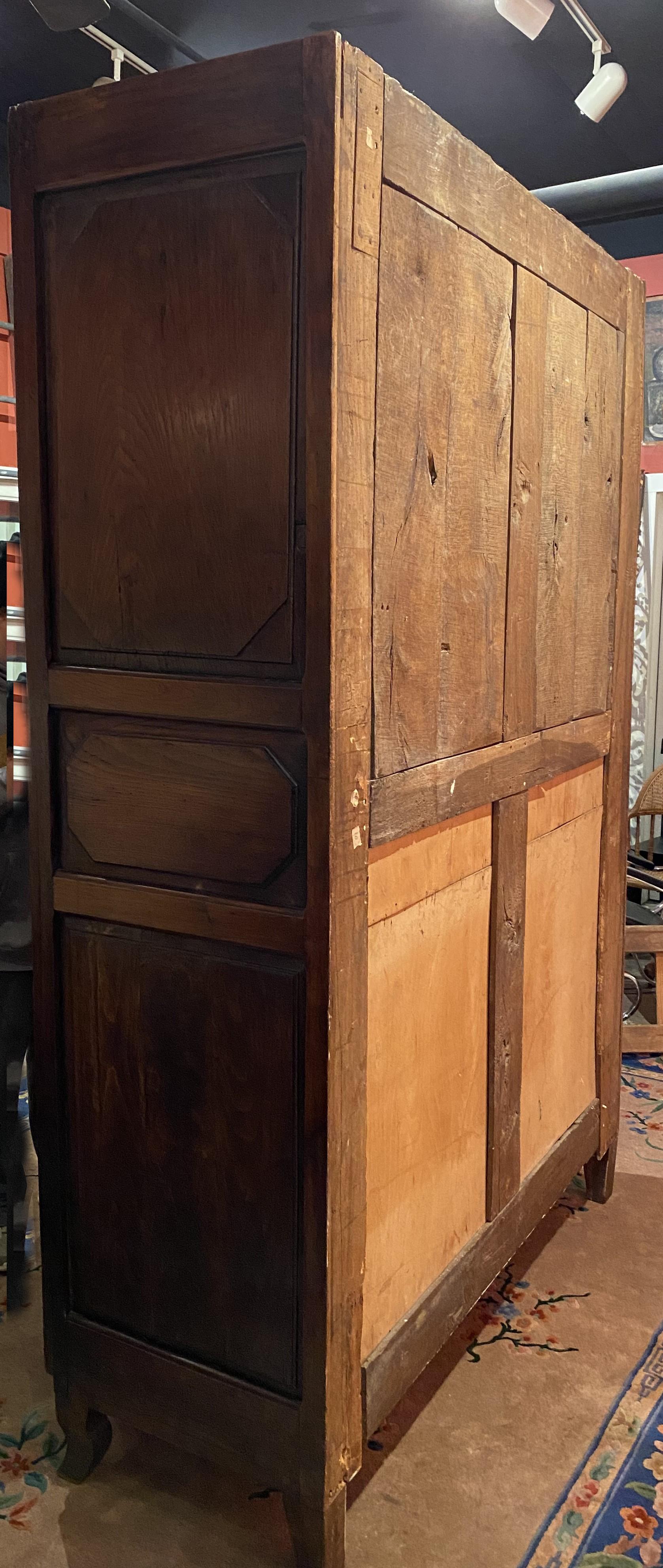 Large French Louis XIV Carved Walnut Two Door Cabinet with Restorations For Sale 9
