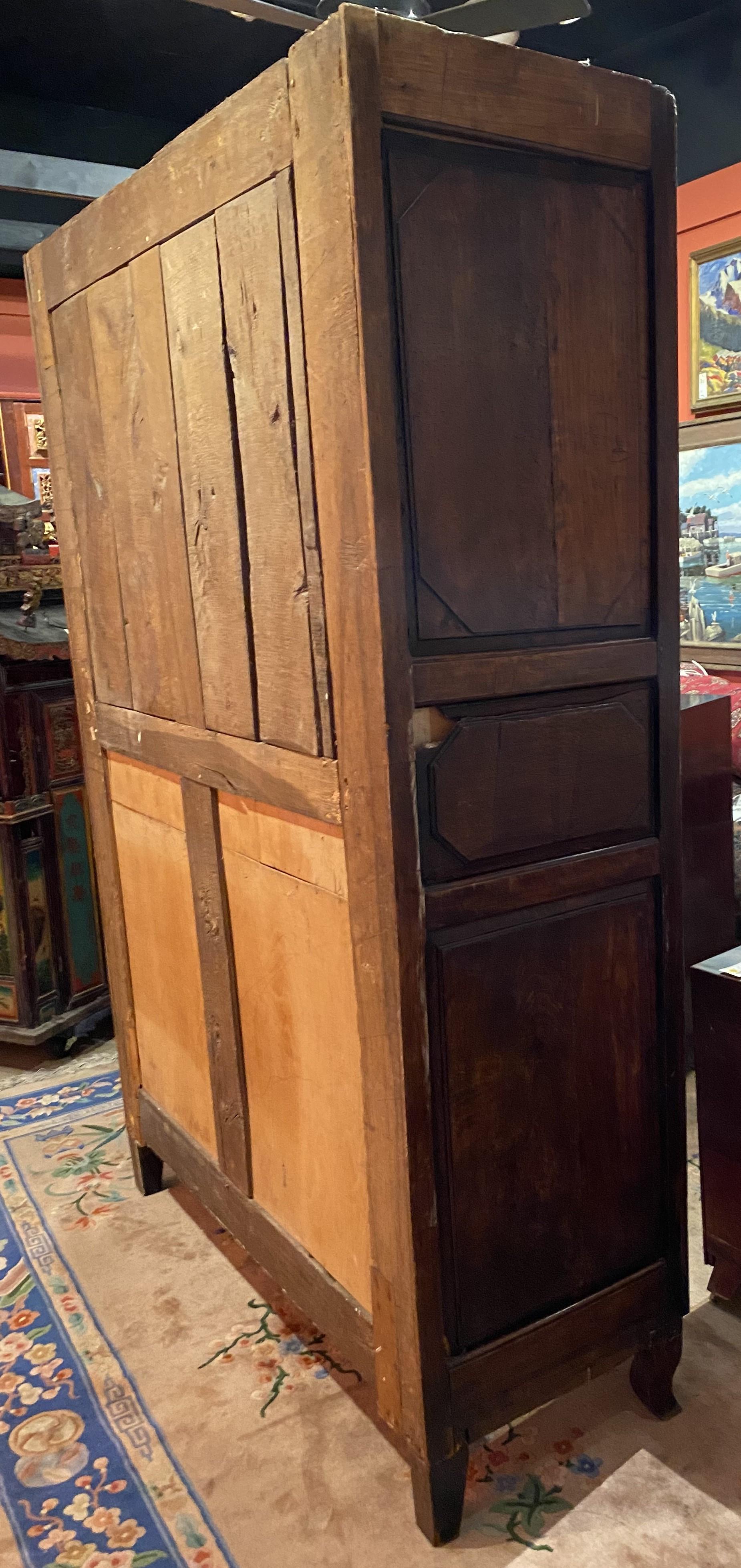 Large French Louis XIV Carved Walnut Two Door Cabinet with Restorations For Sale 10