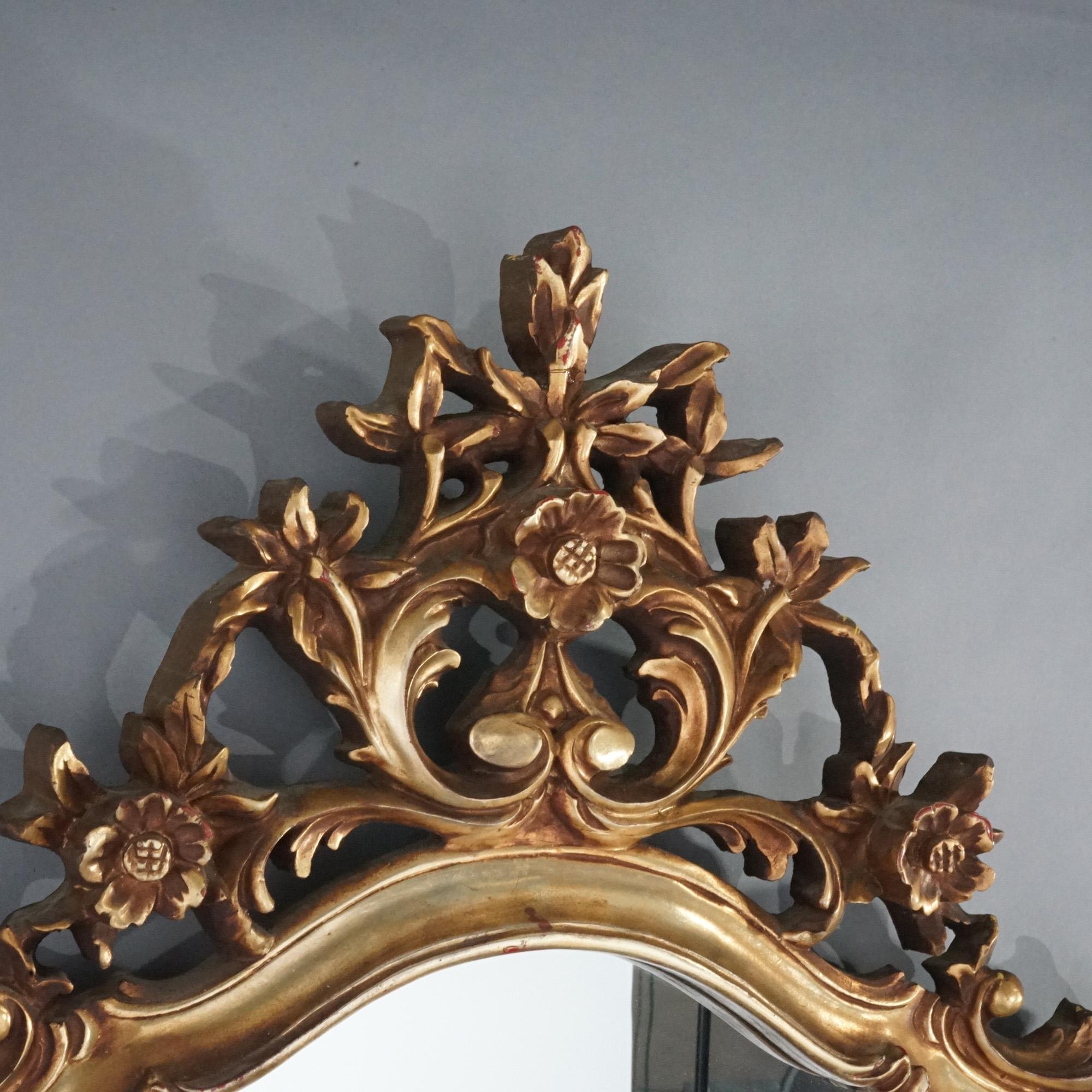 20th Century Large French Louis XIV Style Gilt Syroco Wall Mirror 20th C For Sale
