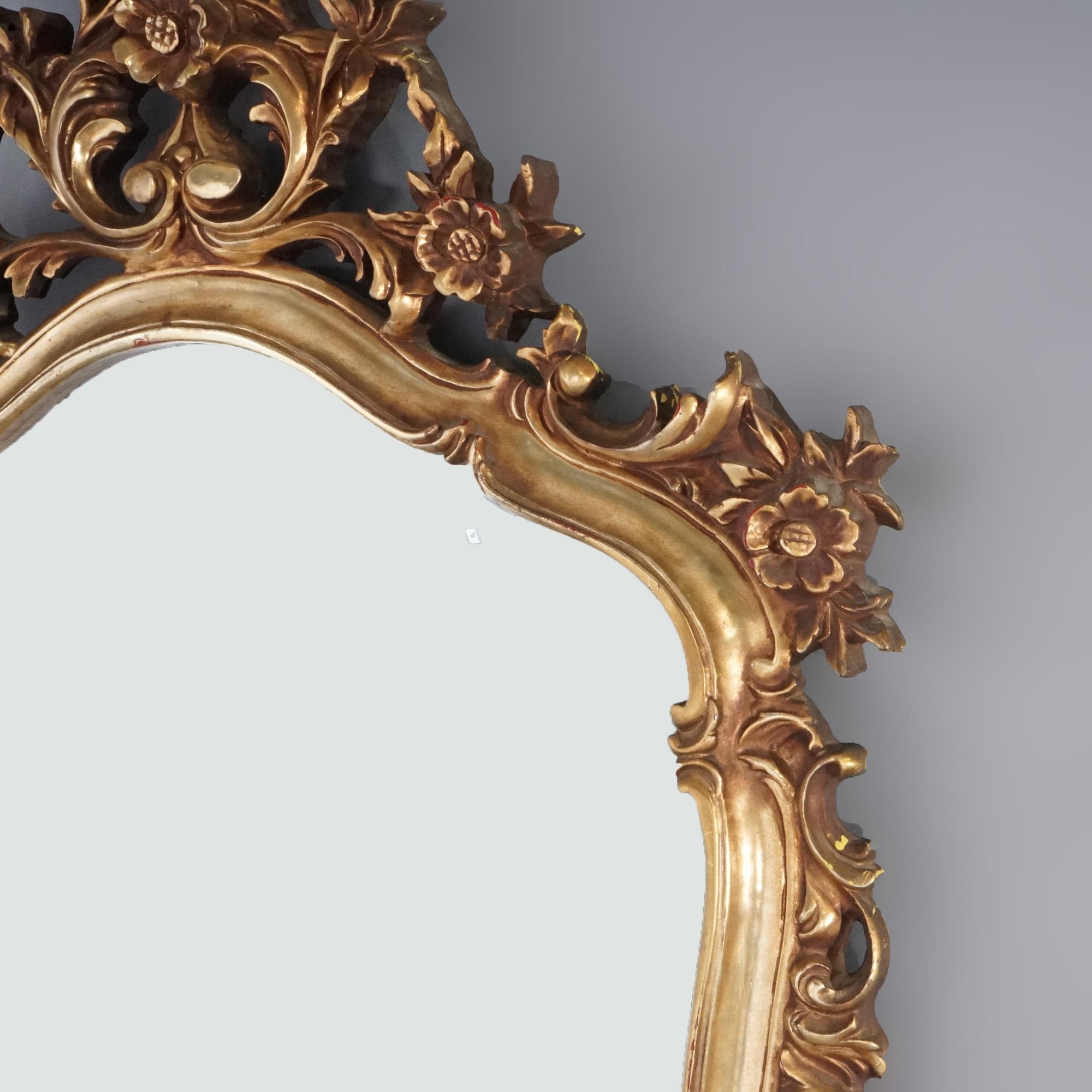 Large French Louis XIV Style Gilt Syroco Wall Mirror 20th C For Sale 3