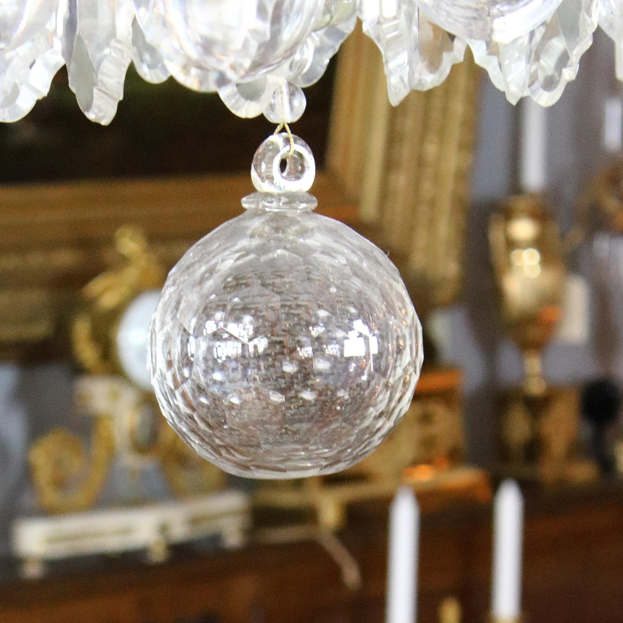 Mid-19th Century Large French Louis XV 8-Light Crystal Glass and Bronze Chandelier, ca. 1860