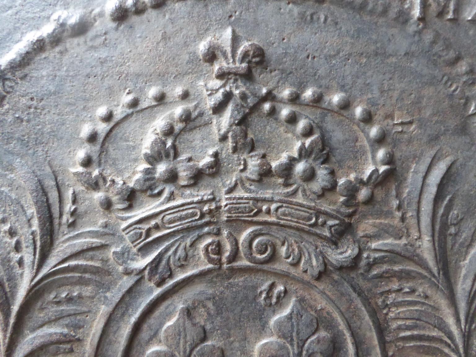 Cast Large French Louis XV 'Arms of France' Fireback, 18th Century