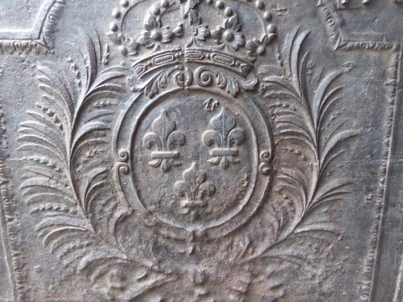18th Century and Earlier Large French Louis XV 'Arms of France' Fireback, 18th Century