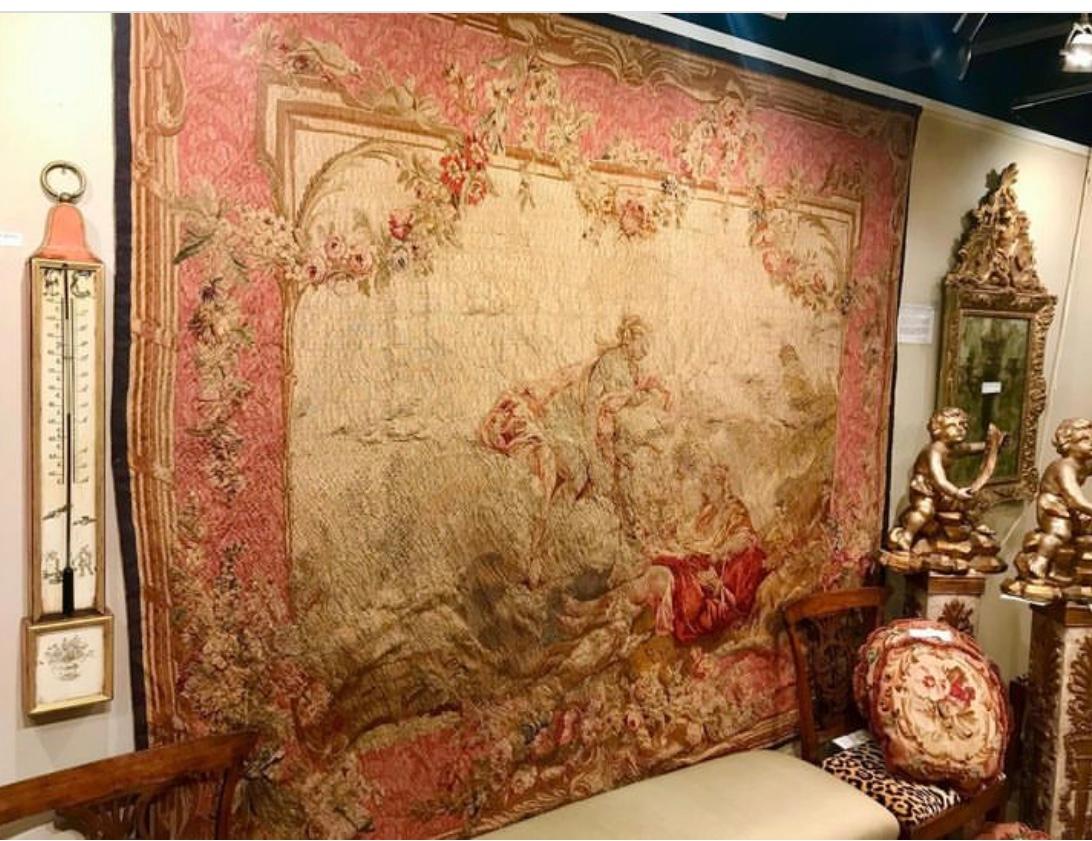 Großer französischer Wandteppich im Louis XV.-Stil im Beauvais-Stil im Boucher-Rokoko-Stil 15