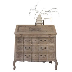 Large French Louis XV Bureau in Weathered Wood Limed Oak