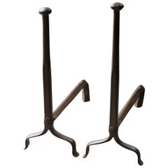 Large French Louis XV Fire Andirons, 18th Century Period