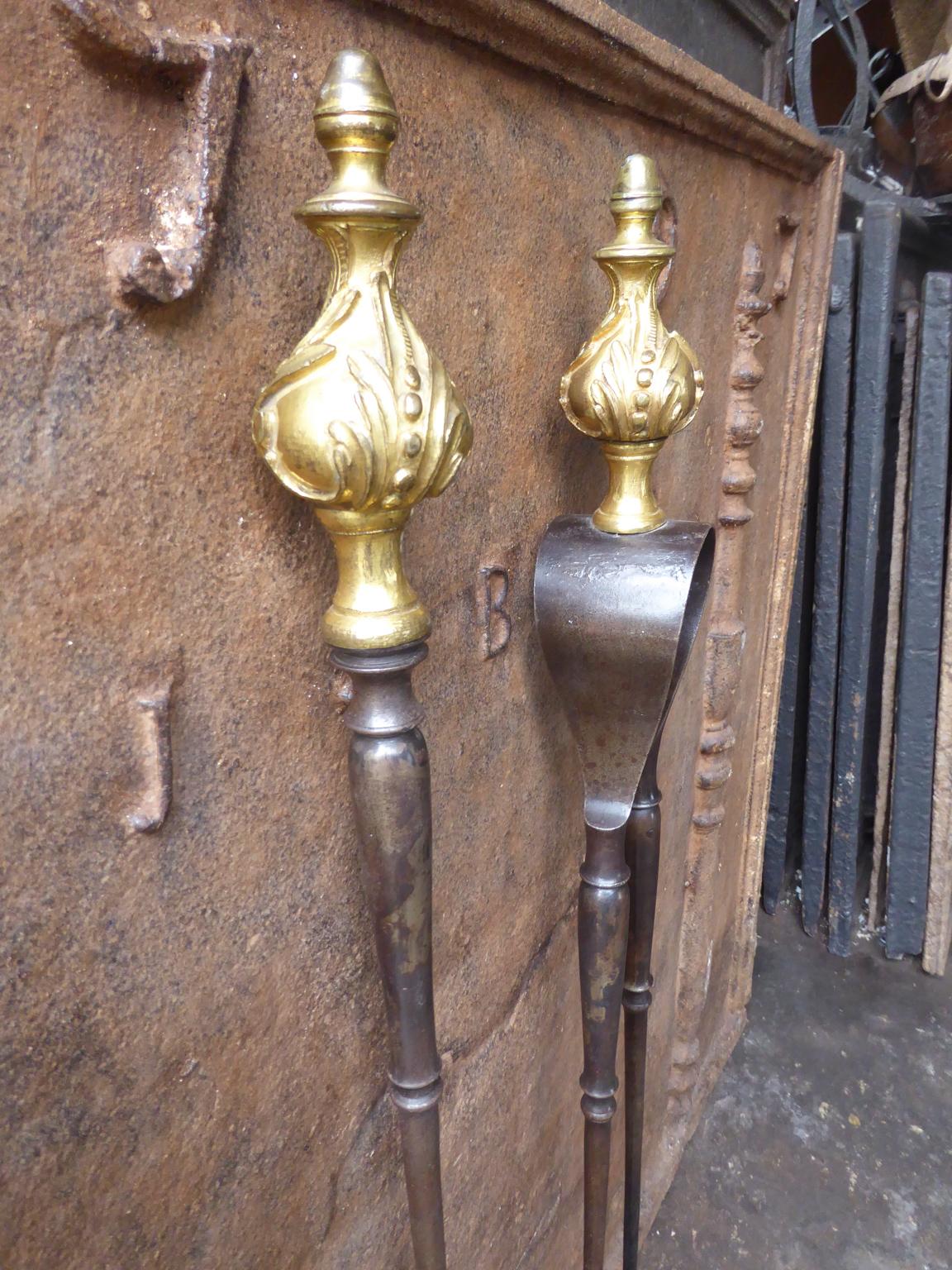 Large French Louis XV Fireplace Tools or Fire Tools, 18th Century 4