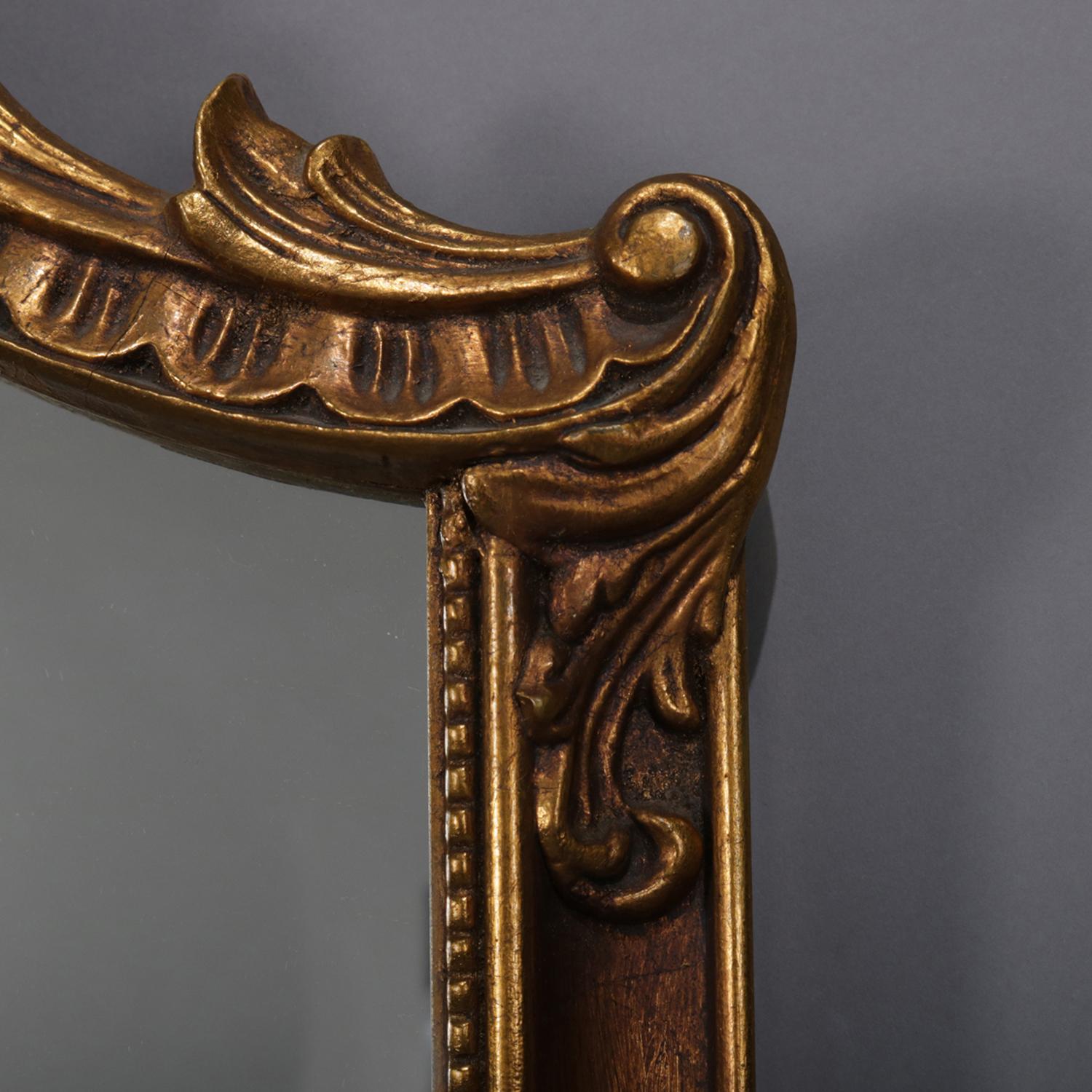 Large French Louis XV Giltwood Shaped and Foliate Wall Mirror, circa 1930 3