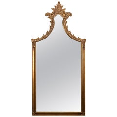 Large French Louis XV Giltwood Shaped and Foliate Wall Mirror, circa 1930