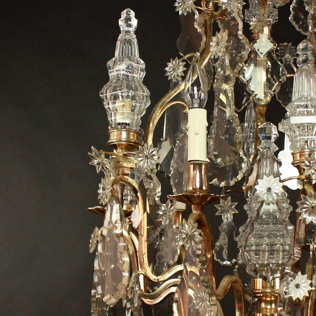 Large French Louis XV Style 16-Light Crystal-Cut Chandelier, circa 1900 1