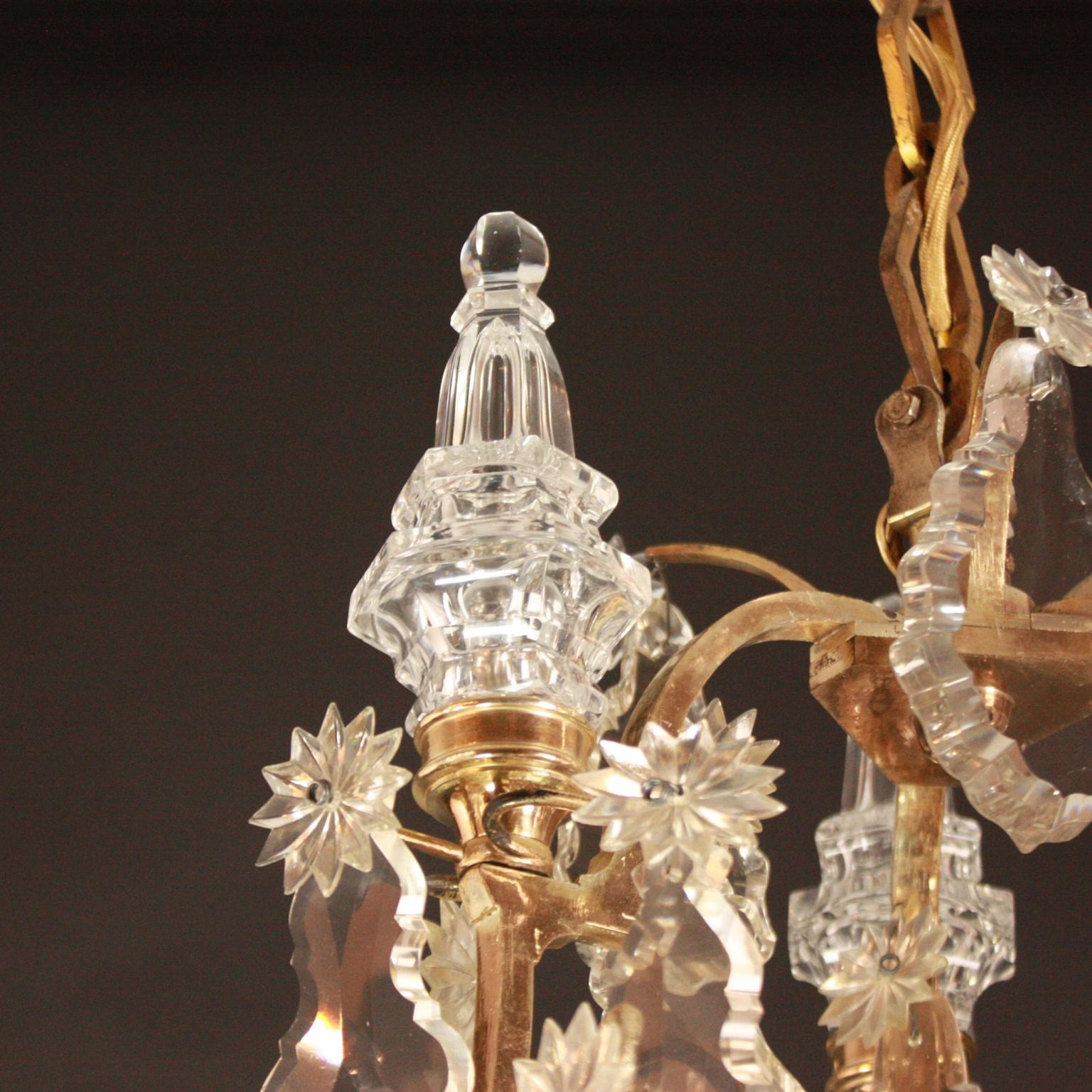 Large French Louis XV Style 16-Light Crystal-Cut Chandelier, circa 1900 2