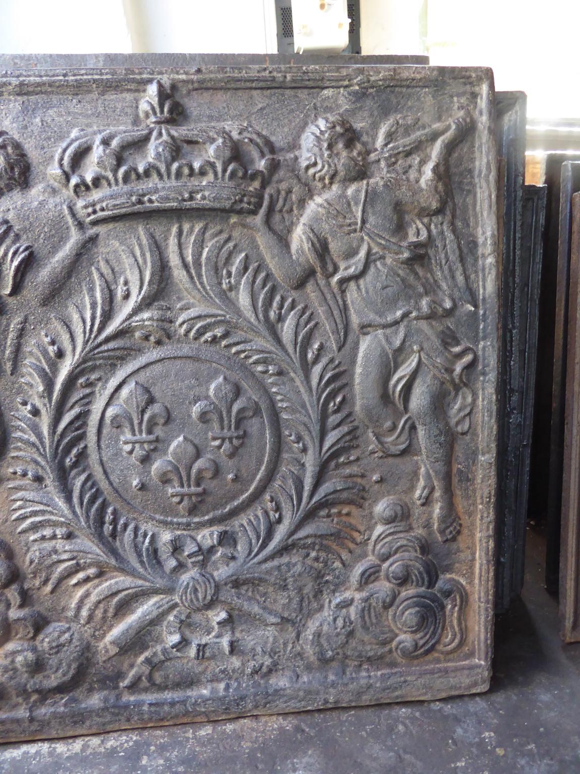 Iron Large French Louis XV Style 'Arms of France' Fireback