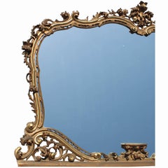 Large French Louis XV Style Belle Epoque Giltwood Carved Overmantel Mirror Frame