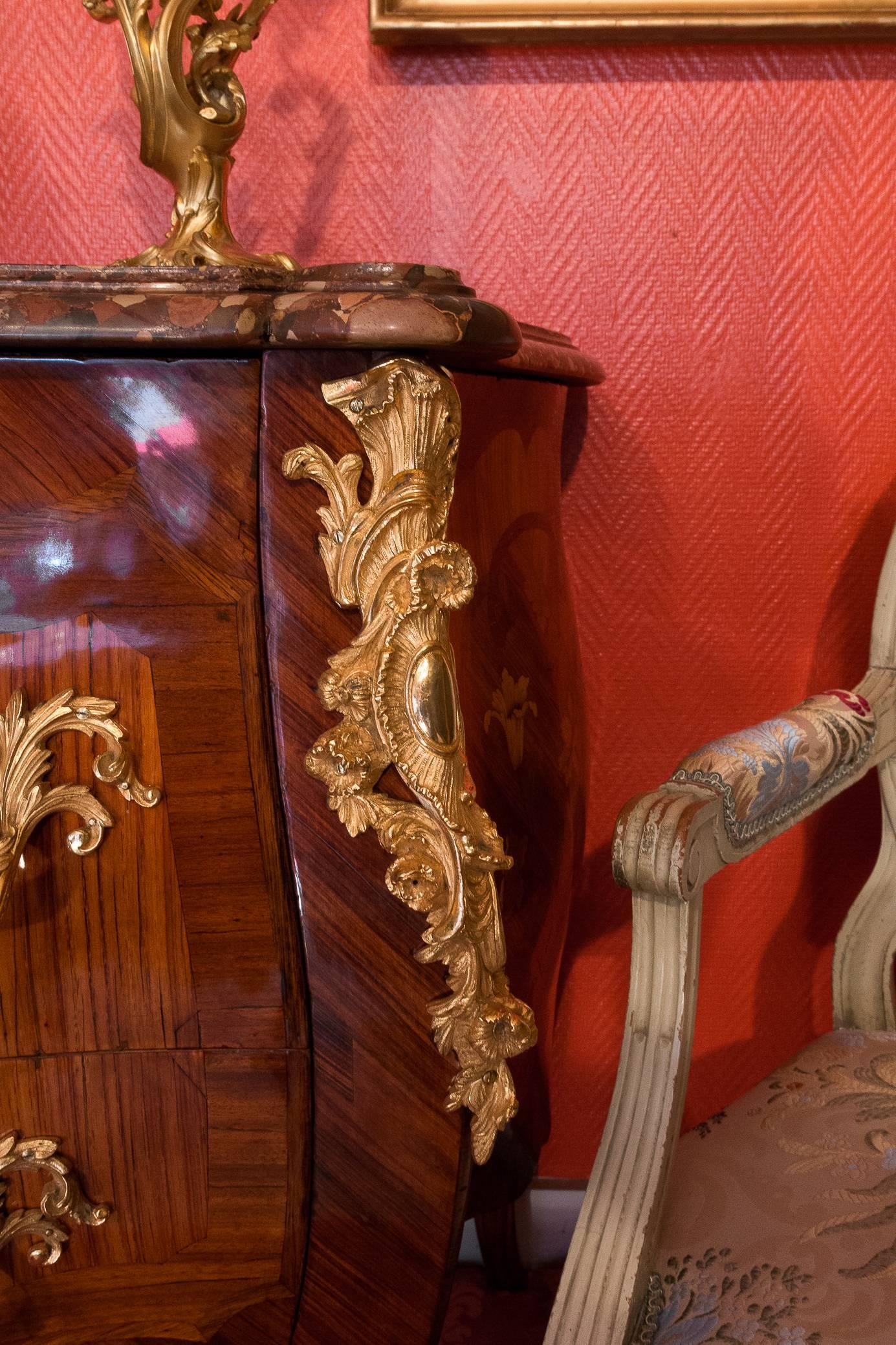 Large French Louis XV Style Commode with Floral Marquetry, circa 1850 9