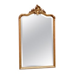 Antique Large French Louis XV Style Gilded Mirror, Rococo Style, End of 19th Century