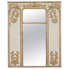 Large French Louis XV Style Parcel Gilt Trumeau Mirror Impressive Design