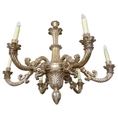 Large French Louis XV Style Silver Giltwood Chandelier