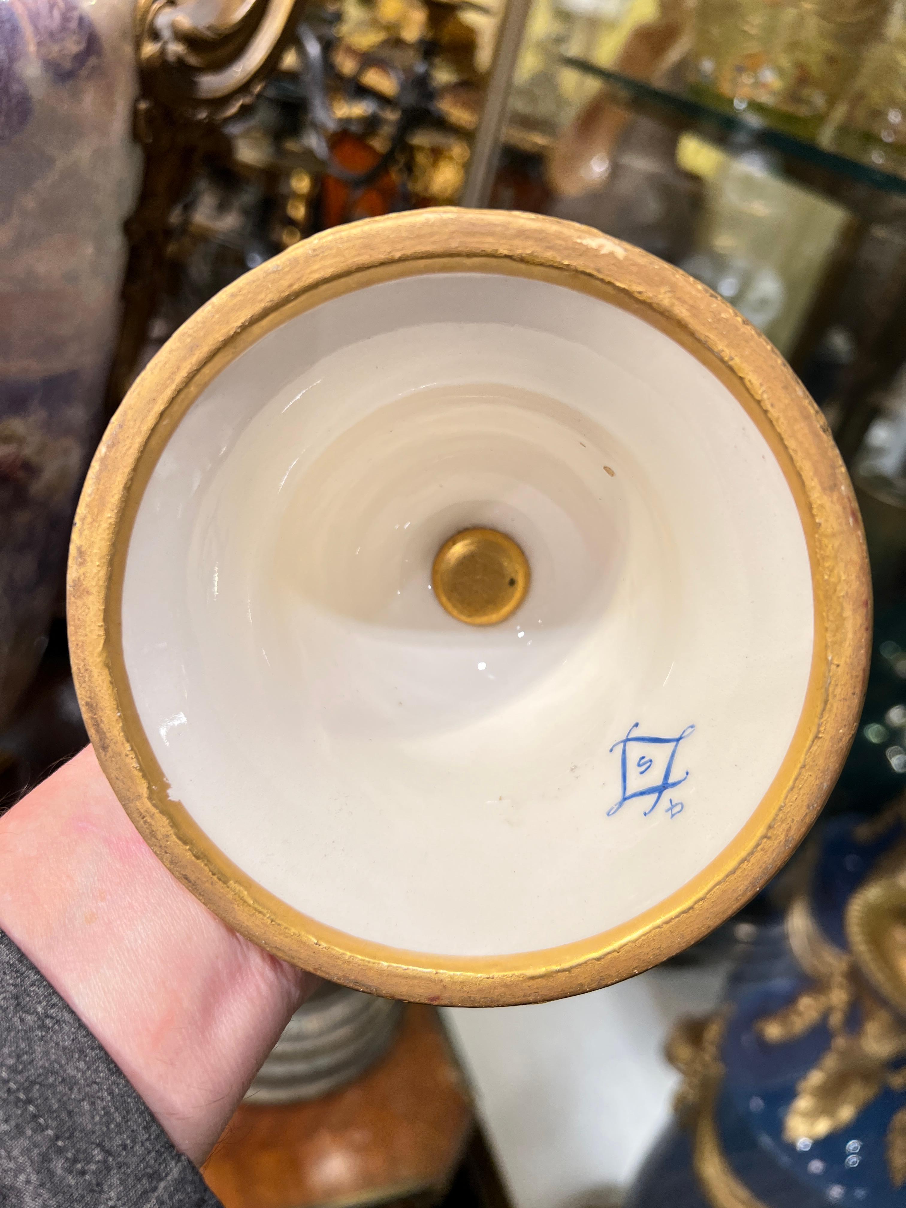 Large French Louis XVI Sevres Style Gilt Bronze Porcelain Vase For Sale 9
