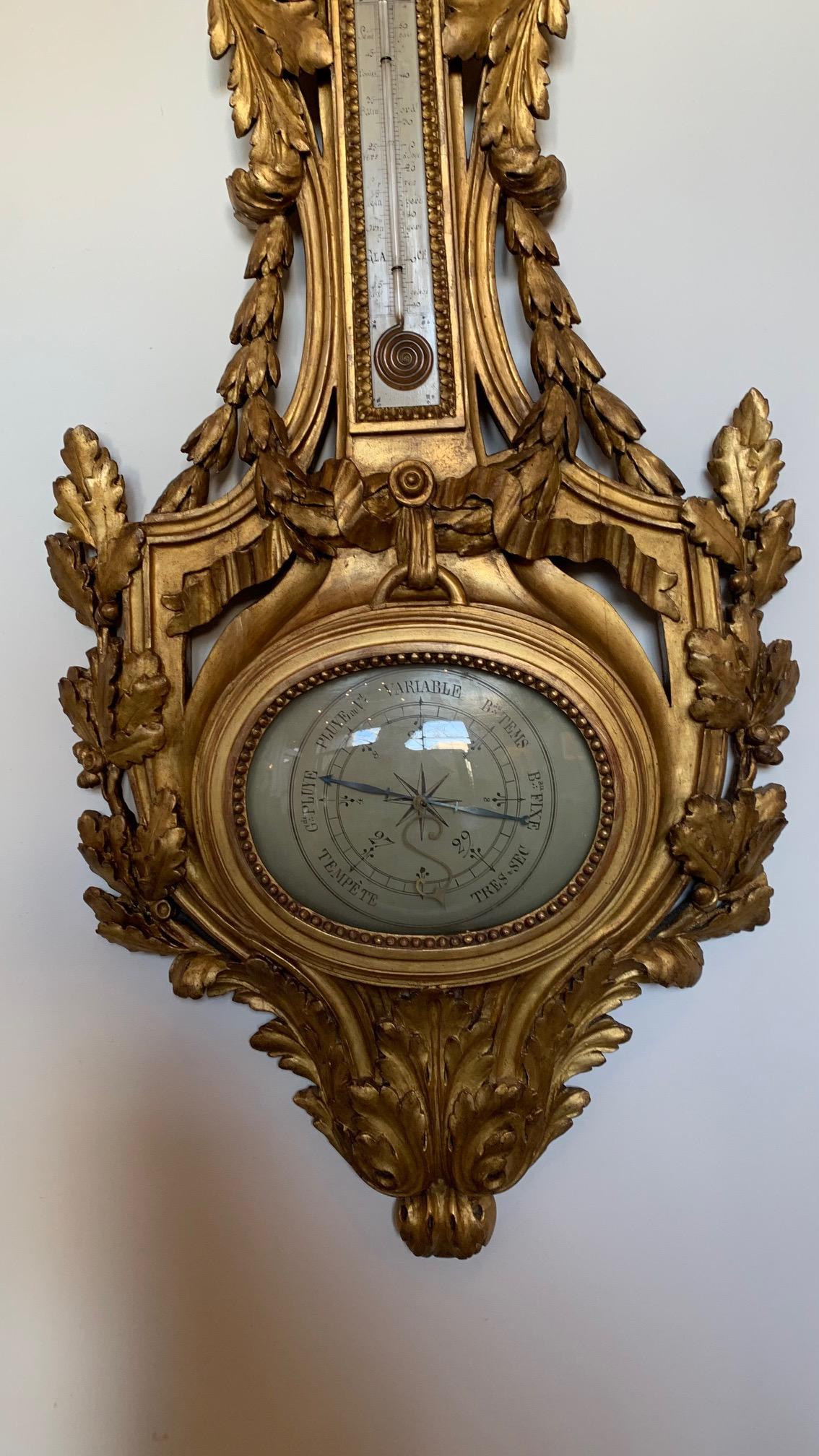 Large French Louis XVI Style Barometer In Good Condition In Dallas, TX