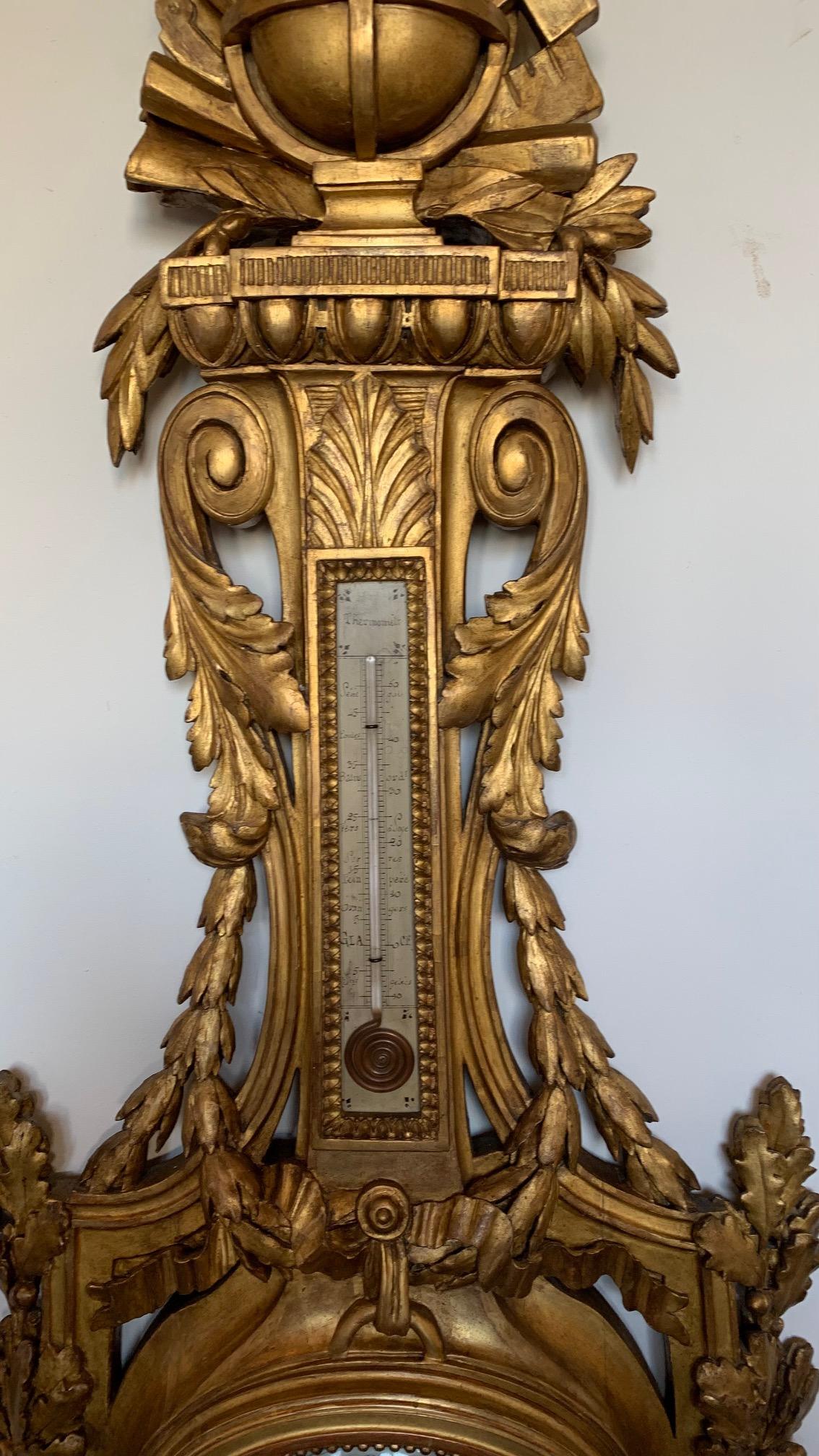 19th Century Large French Louis XVI Style Barometer