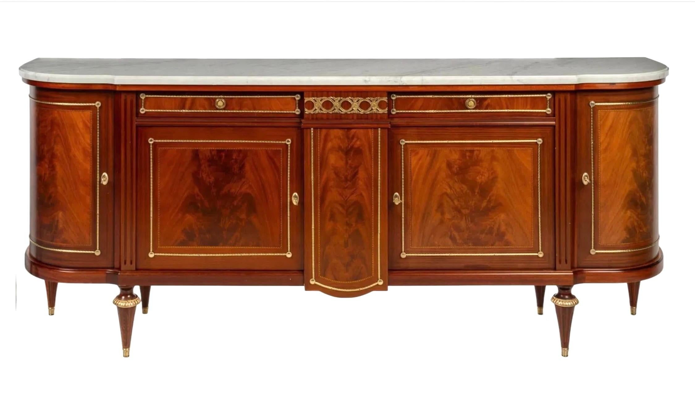 Large French Louis XVI Style Demilune Enfilade Sideboard Buffet 6
