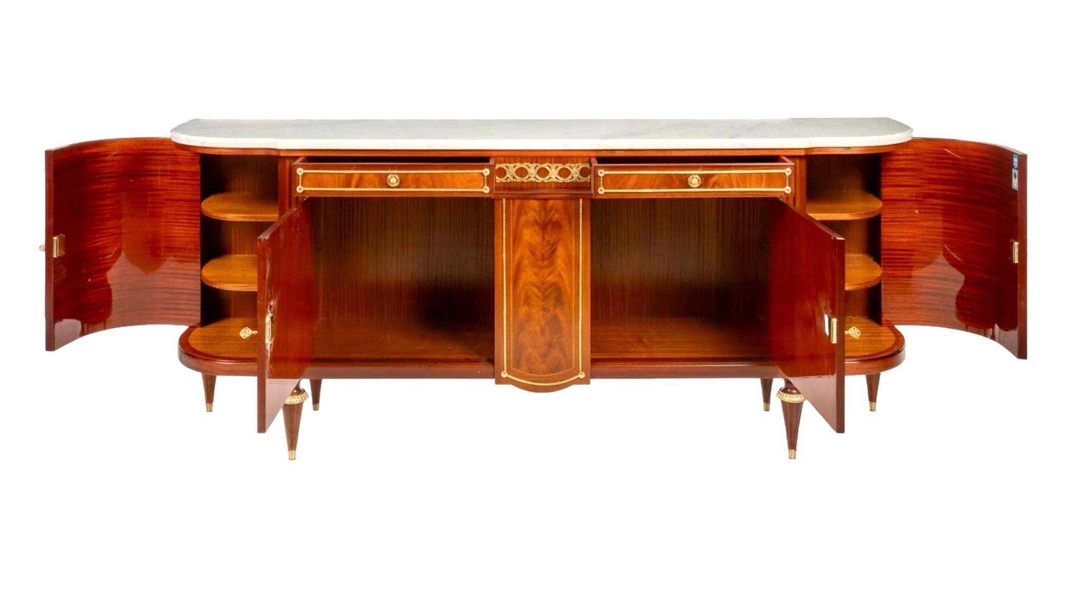 Large French Louis XVI Style Demilune Enfilade Sideboard Buffet In Good Condition In Bradenton, FL
