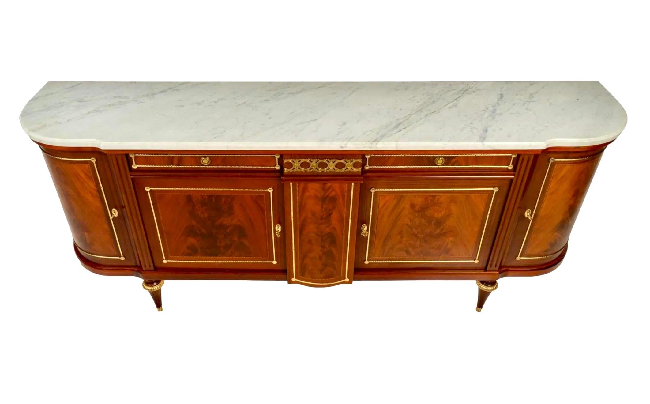 20th Century Large French Louis XVI Style Demilune Enfilade Sideboard Buffet