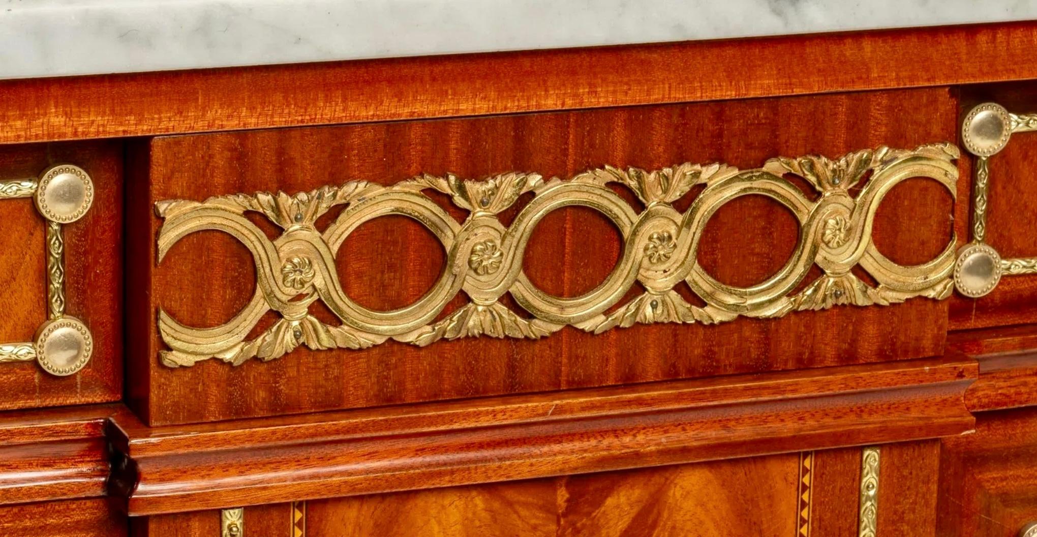 Large French Louis XVI Style Demilune Enfilade Sideboard Buffet 4