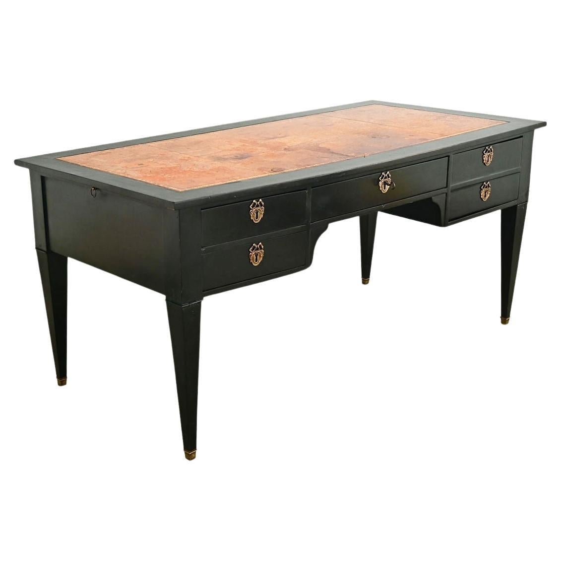 Large French Louis XVI Style Ebonized Desk