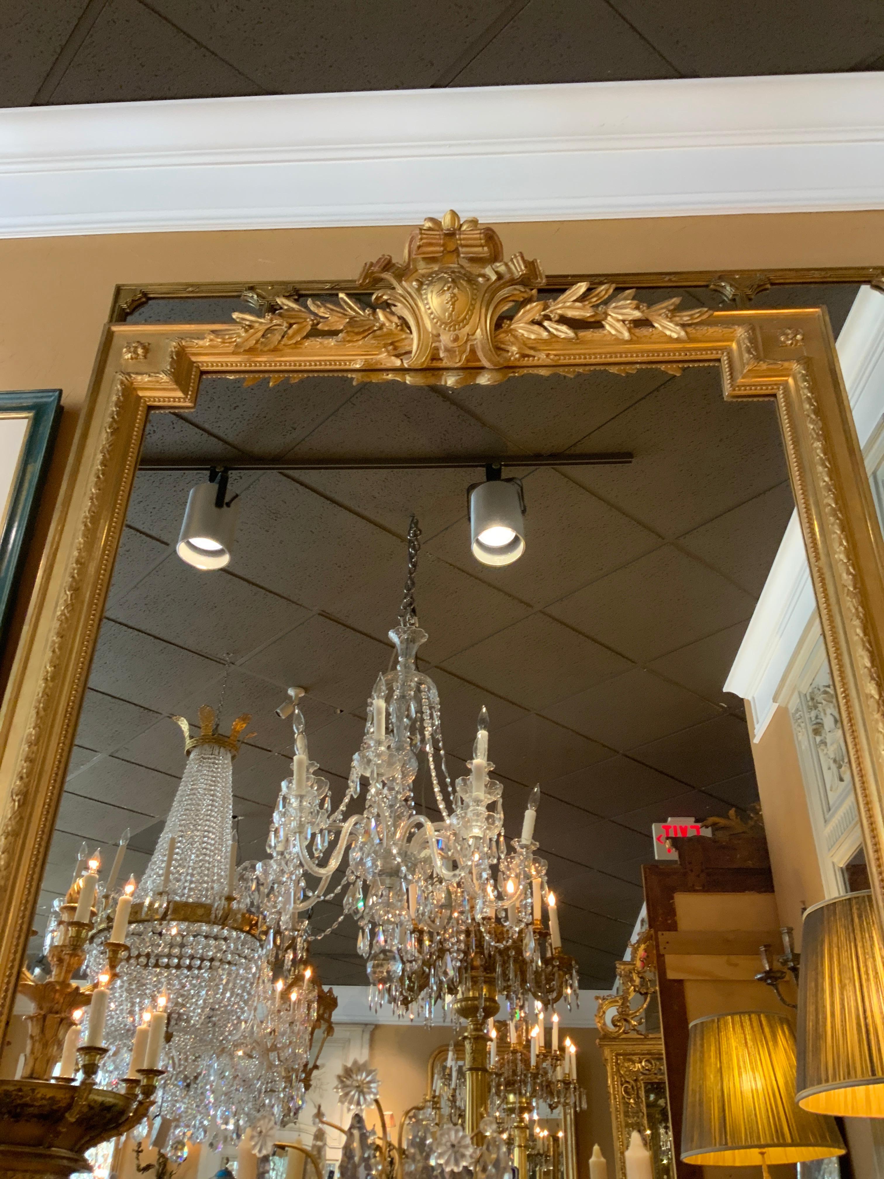 Large French Louis XVI Style Giltwood Mirror, 19th Century 2