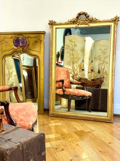 Large Louis XVI Style Giltwood Trumeau Mirror, France Circa 1890