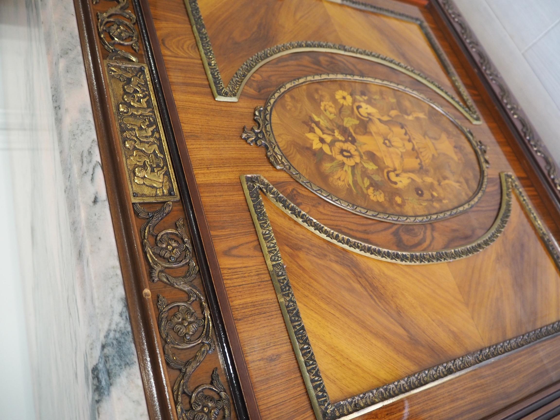 Large French Louis XVI Style Jp Ehalt Mahogany Sideboard Buffet Marble Top For Sale 6